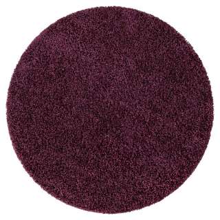 Shaggy Teppich Hochflor 120 cm und 150 cm rund Aubergine-Lila