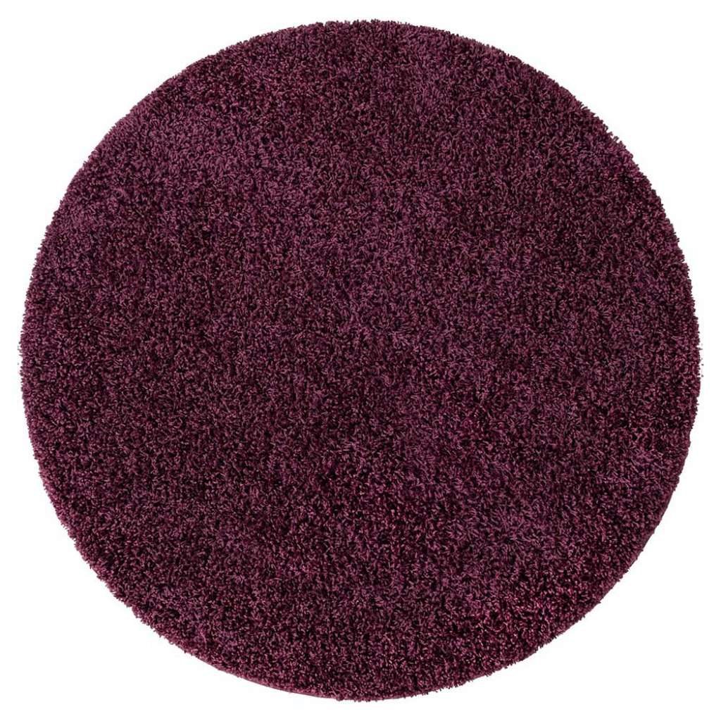 Shaggy Teppich Hochflor 120 cm und 150 cm rund Aubergine-Lila