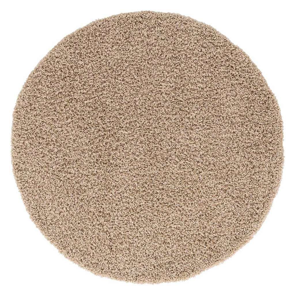 Shaggy Teppich Langflor in Beigegrau 120 cm und 150 cm rund