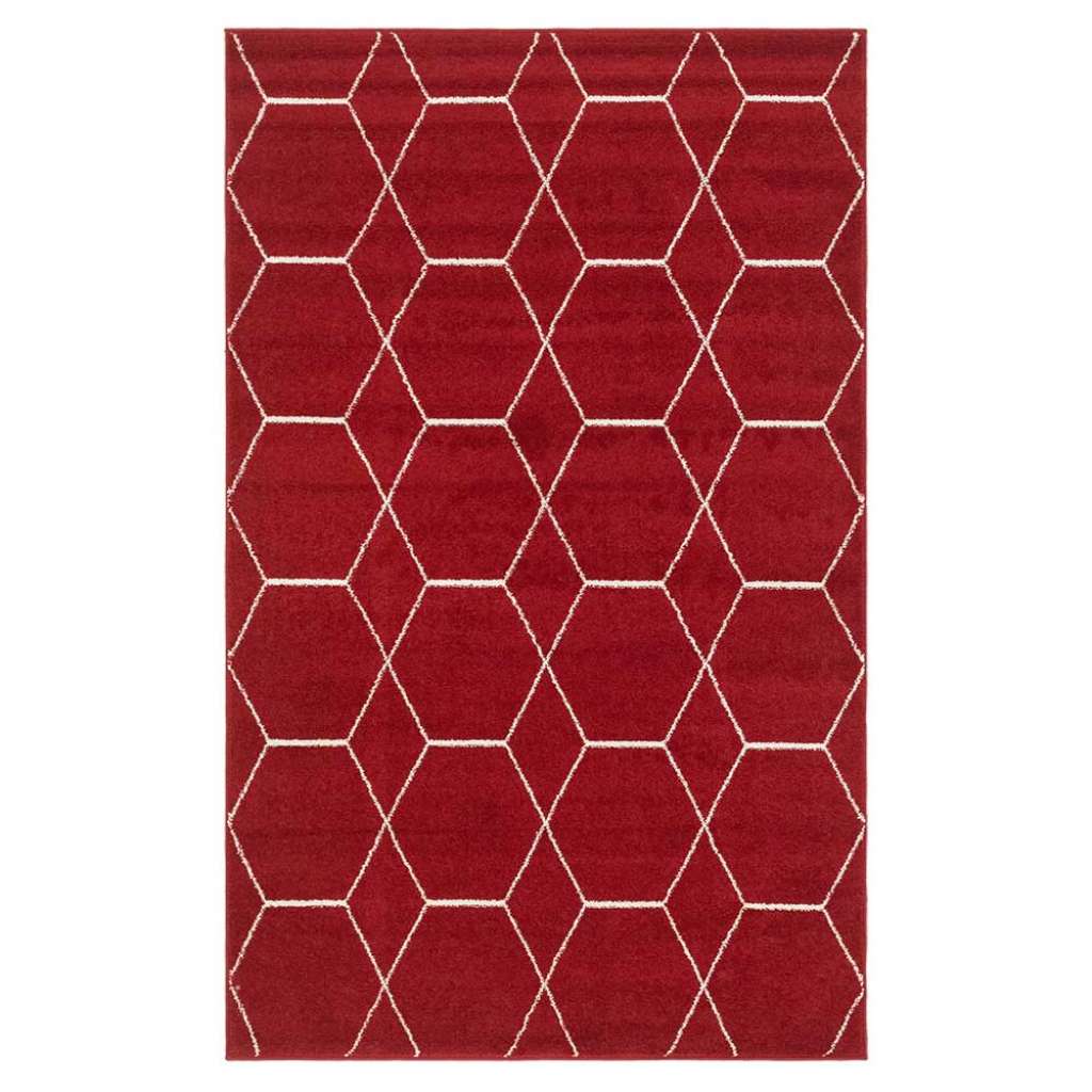 Roter Teppich mit geometrischem Muster Cremefarben