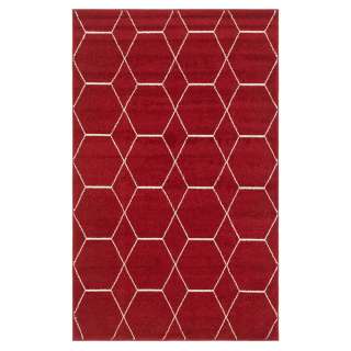 Roter Teppich mit geometrischem Muster Cremefarben
