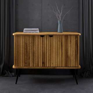 Kommode mit Türen massiv aus Wildeiche und Metall 72 cm hoch