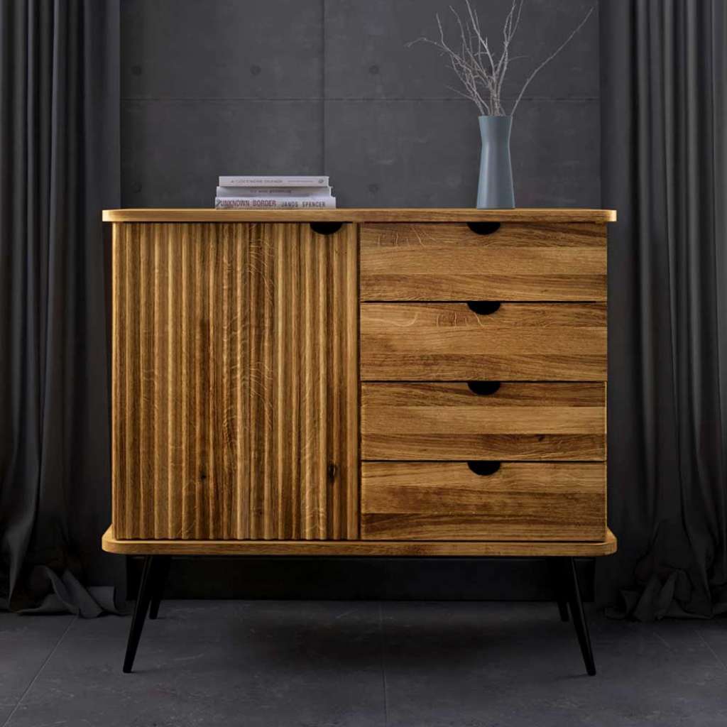 Flurkommode massiv Wildeiche mit vier Schubladen 87 cm hoch