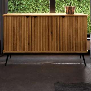 Wildeiche Sideboard modern mit Drehtüren Vierfußgestell aus Metall