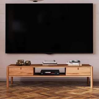 TV Möbel aus Wildbuche Massivholz geölt zwei Schubladen