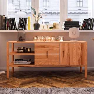 Sideboard 64 cm hoch mit zwei Schubladen Drehtüren