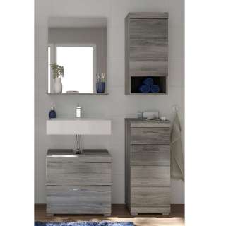 Möbel für Gäste Bad 97 cm breit Holzoptik Rauchgrau (vierteilig)