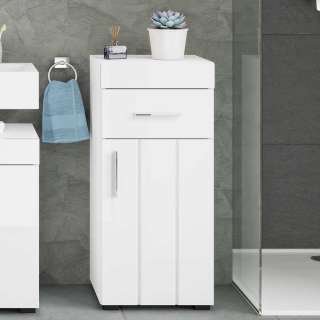 Badezimmerschränkchen weiss Hochglanz einer Schublade und Tür
