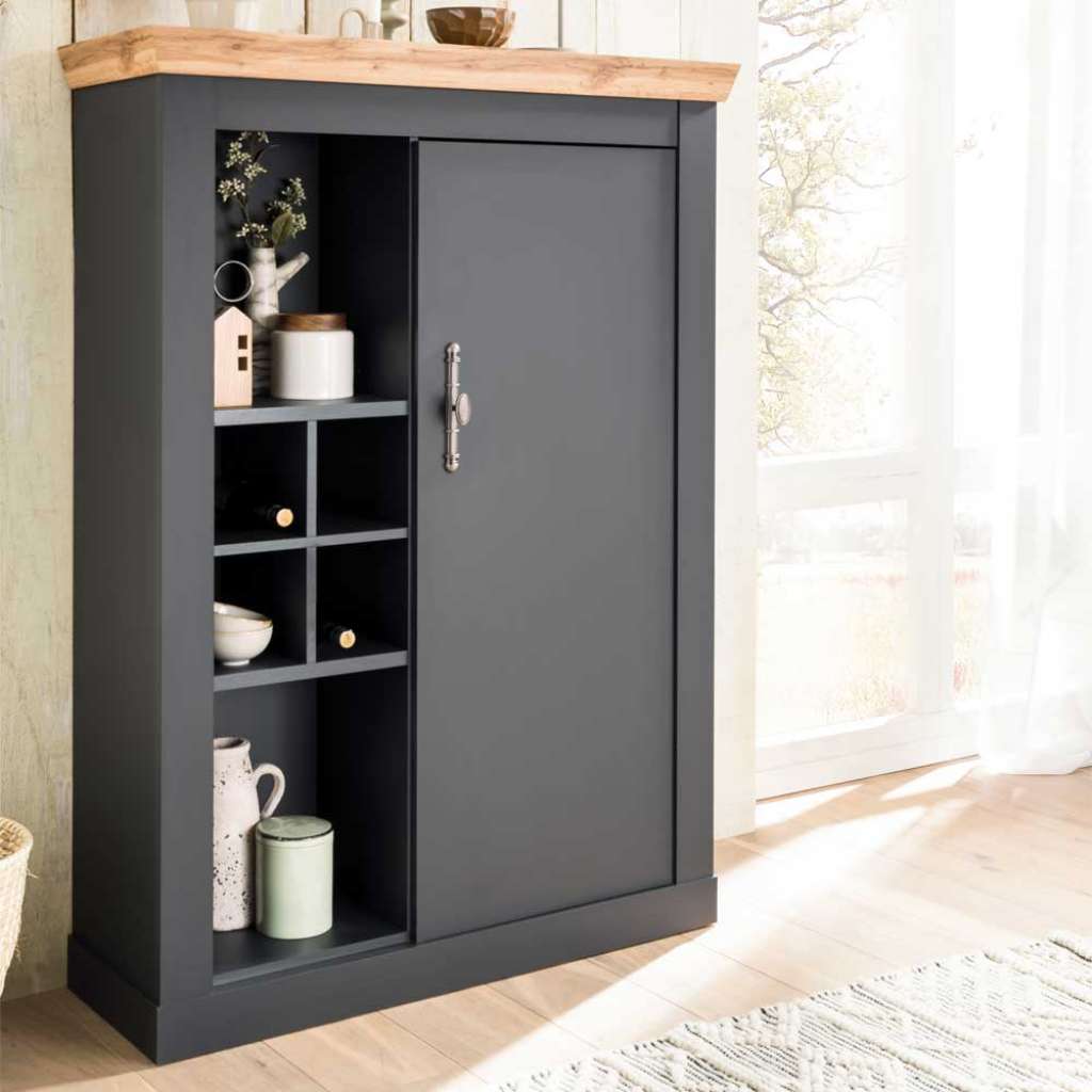 Wohnzimmer Highboard Landhaus in Grau und Wildeiche NB 146 cm hoch