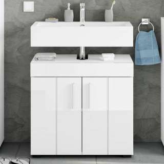 Waschbeckenschrank in Weiß mit Hochglanz Front 56 cm hoch