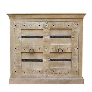 Shabby Chic Stil Kommode in Holz Grey Wash zwei Drehtüren