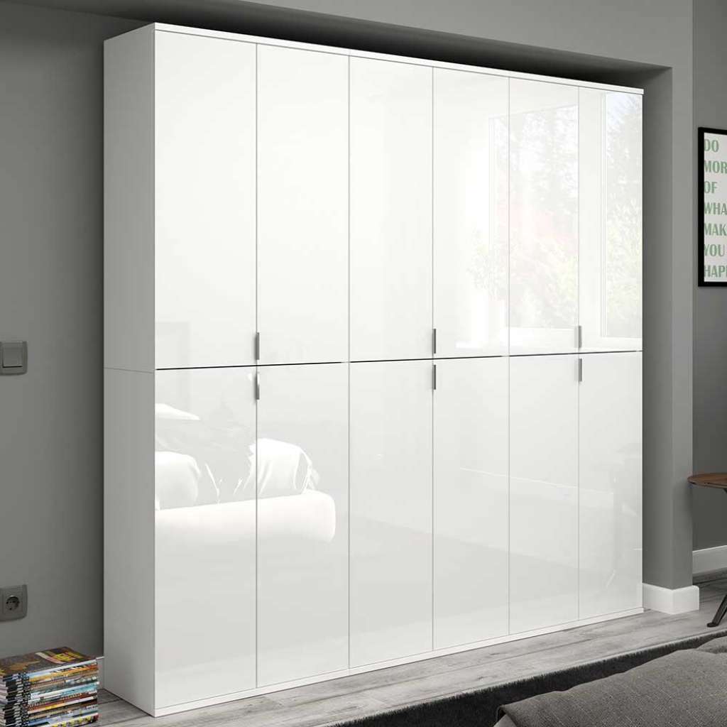 XL Kleiderschrank Hochglanz in Weiß 183x193x34 cm (dreiteilig)