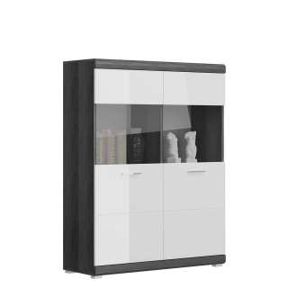 Highboard modern mit 2 Glastüren Hochglanz Front