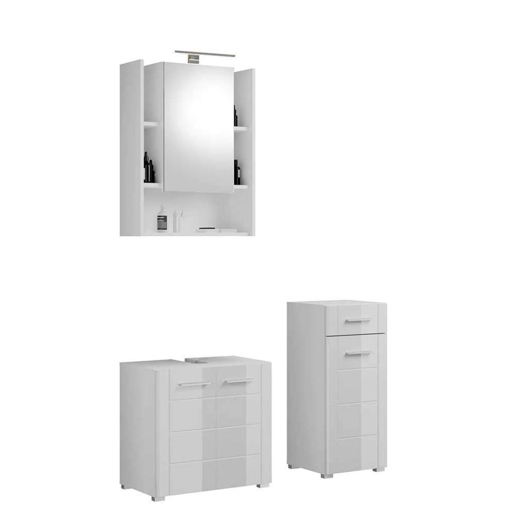 Möbel Set für Gäste WC in Weiß Hochglanz Front (dreiteilig)