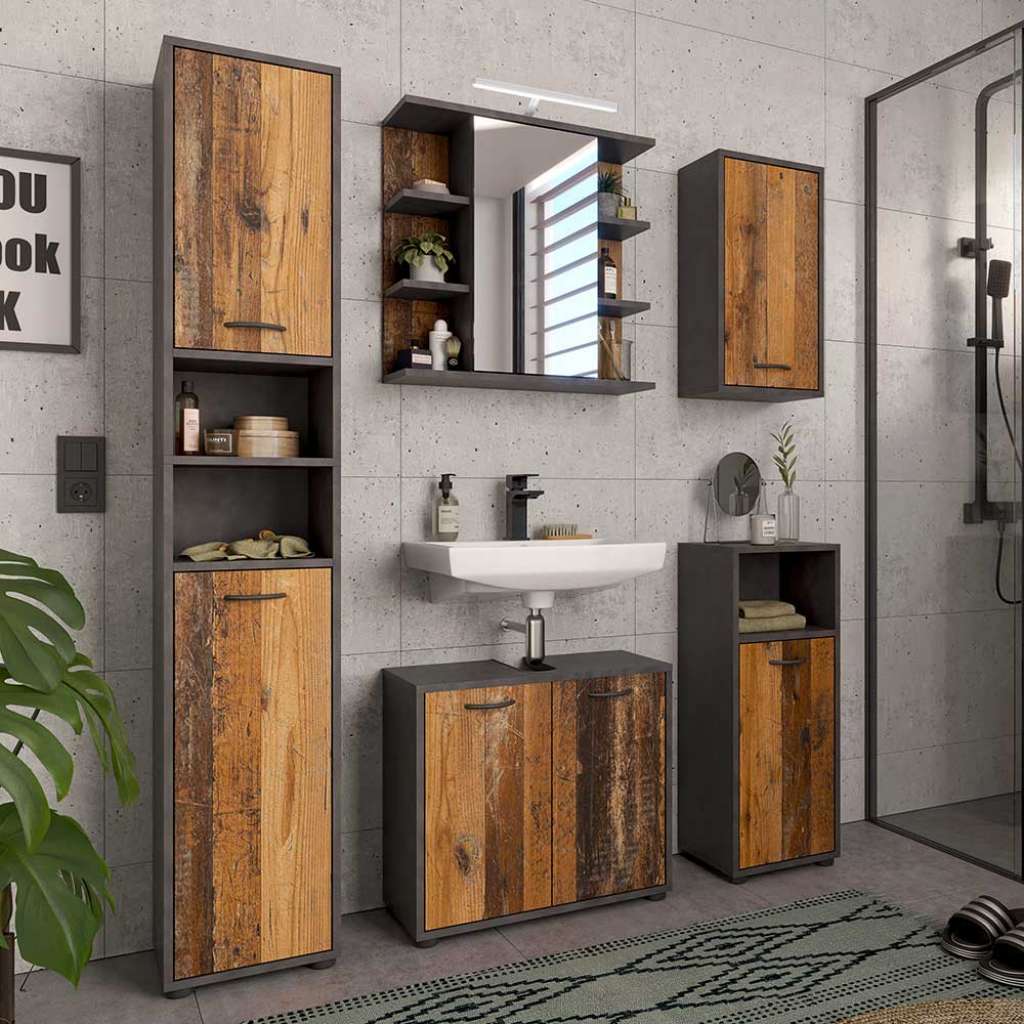 Waschplatz Set im Industry und Loft Stil 180 cm hoch (fünfteilig)