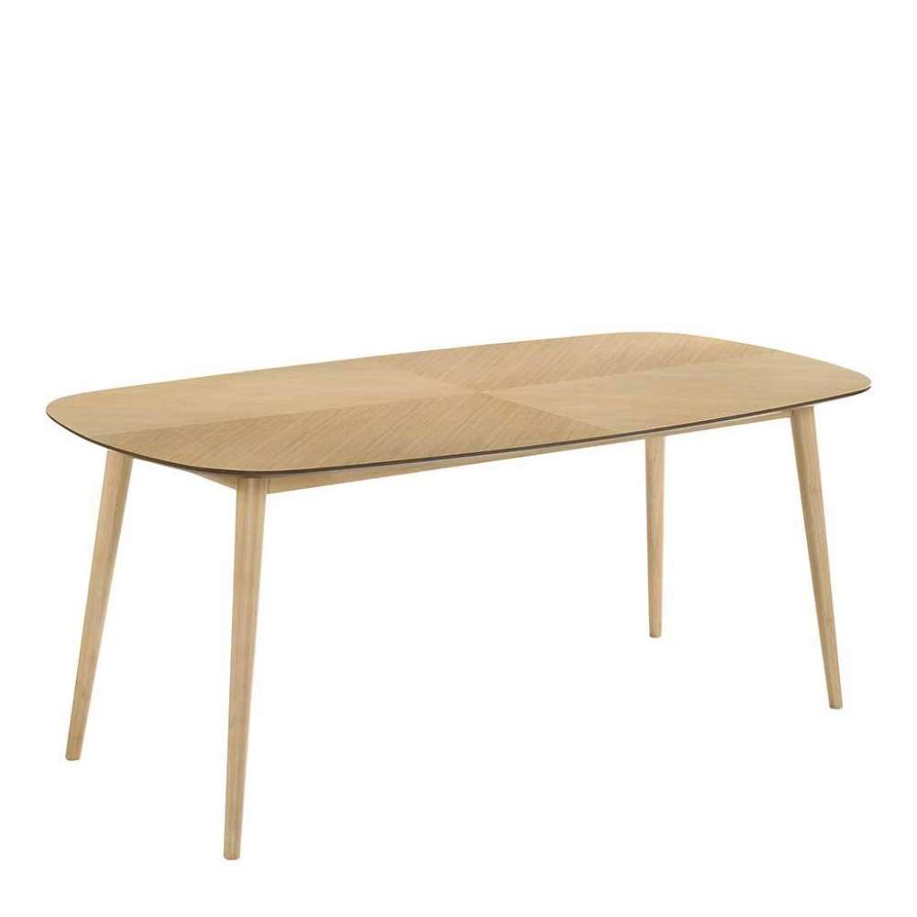 Esstisch Skandi Design in Eiche Bianco ovaler Tischplatte