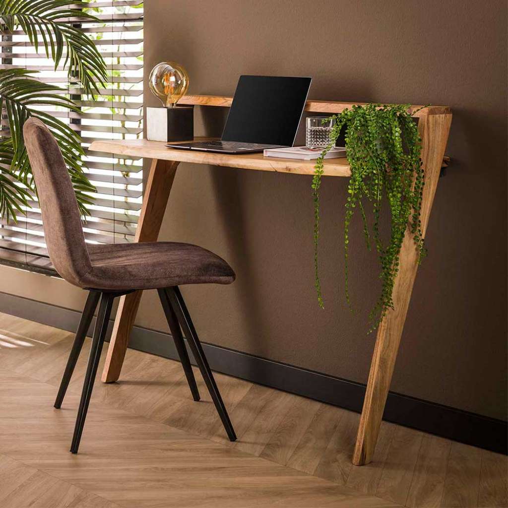 Design Holz Schreibtisch aus Akazie Massivholz Skandi Stil