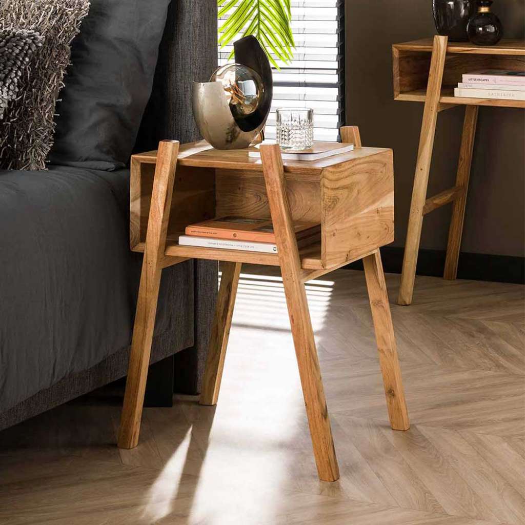 Holz Beistelltisch massiv aus Akazie Massivholz 60 cm hoch
