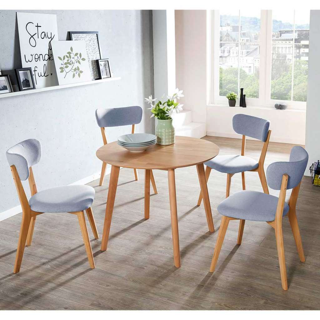 Sitzgruppe in Kernbuchefarben und Hellblau modern (fünfteilig)