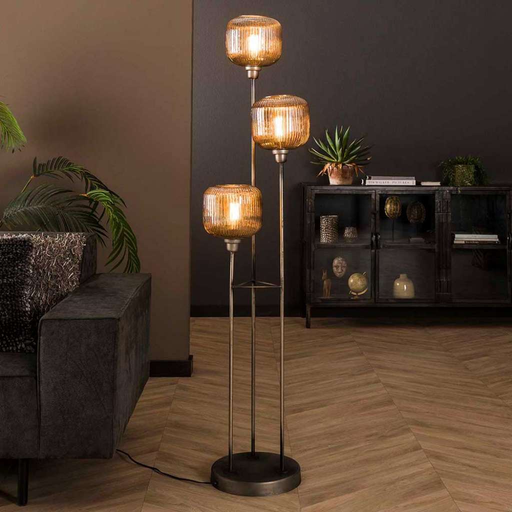Stehleuchter im Vintage Look Altsilberfarben Metall