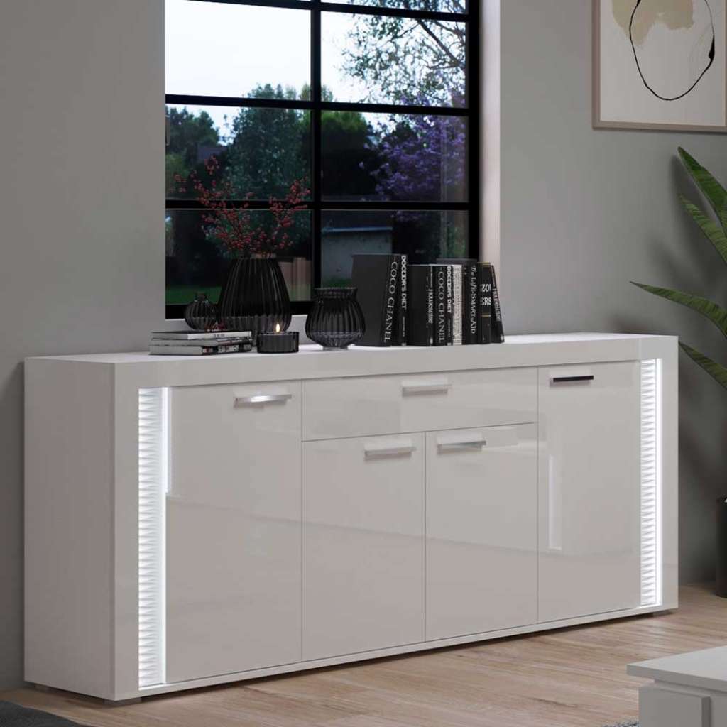 Esszimmersideboard weiss mit Hochglanz Front 84 cm hoch