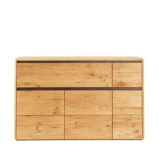 Eiche Massivholz Sideboard mit zwei Schubladen drei Drehtüren
