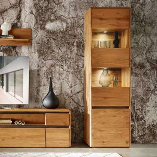 Wohnzimmer-Vitrinenschrank aus Eiche Massivholz modernem Design