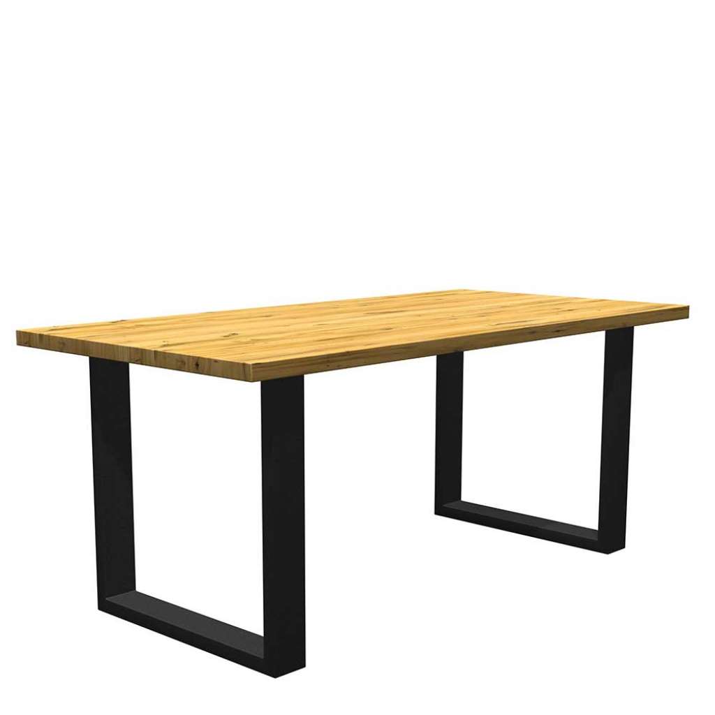 Tisch aus Eiche und Metall mit Bügelgestell 77 cm hoch