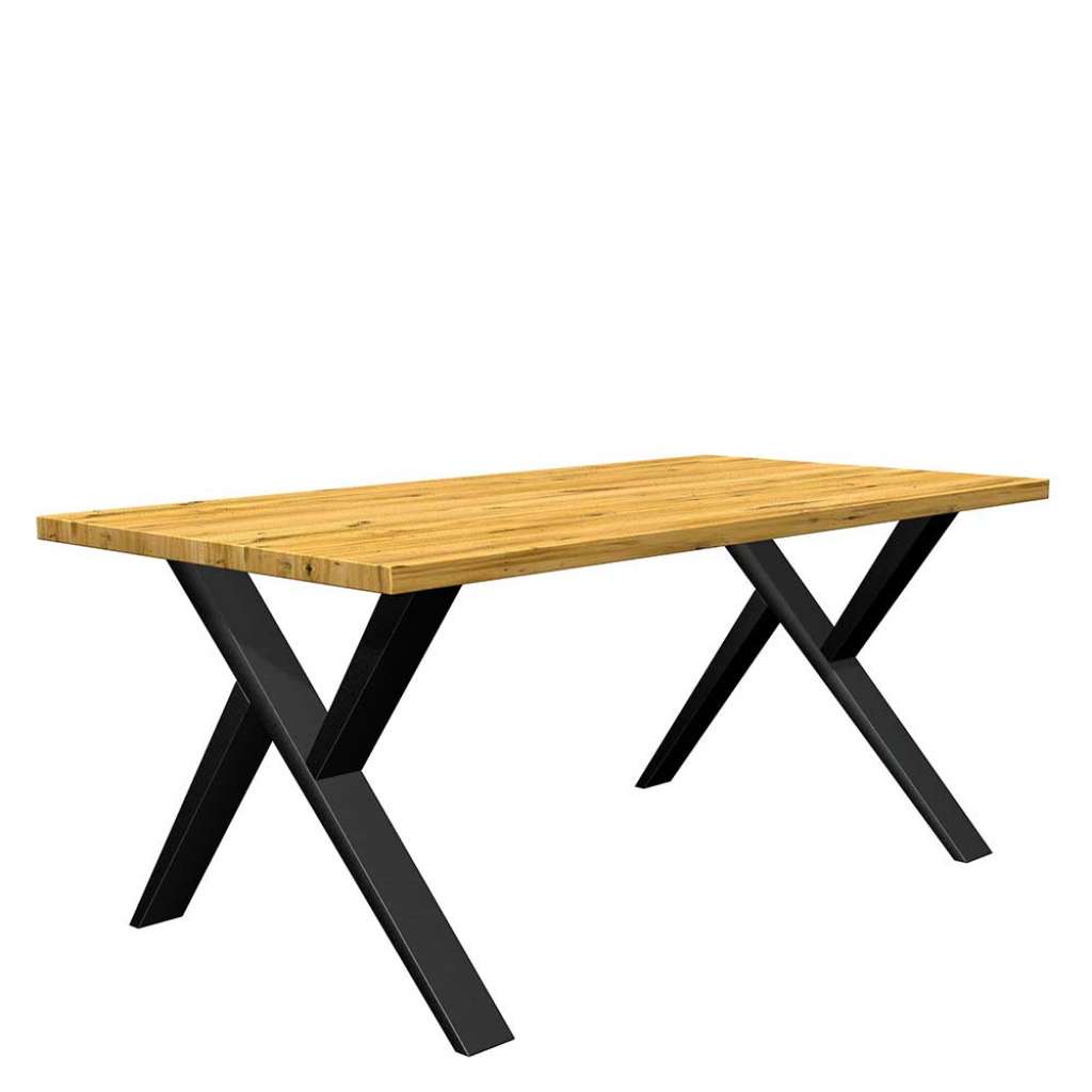 Eiche Tisch mit Metallgestell in modernem Design 77 cm hoch