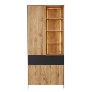 Massiver Wohnzimmerschrank aus Wildeiche 202 cm hoch - 88 cm breit