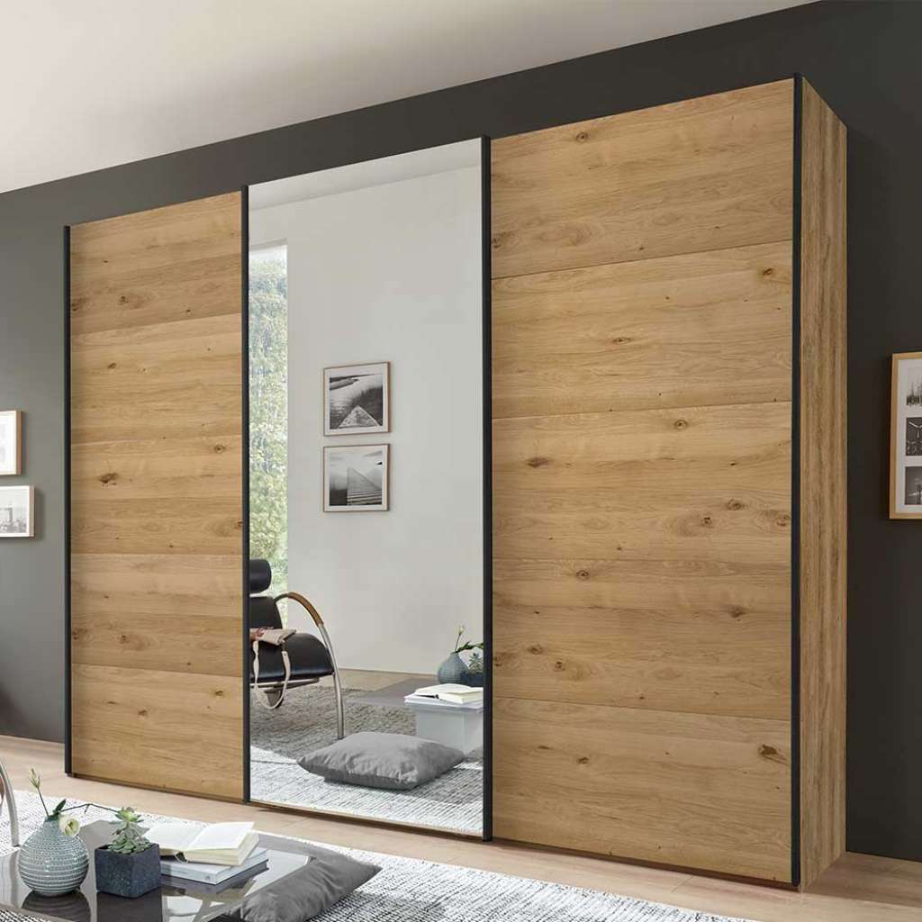 Schwebetürenschrank mit Spiegel im Industry und Loft Stil 300 cm breit