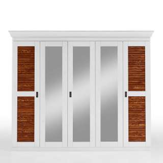 Hochwertiger Holzkleiderschrank im Landhaus Stil drei Spiegeltüren