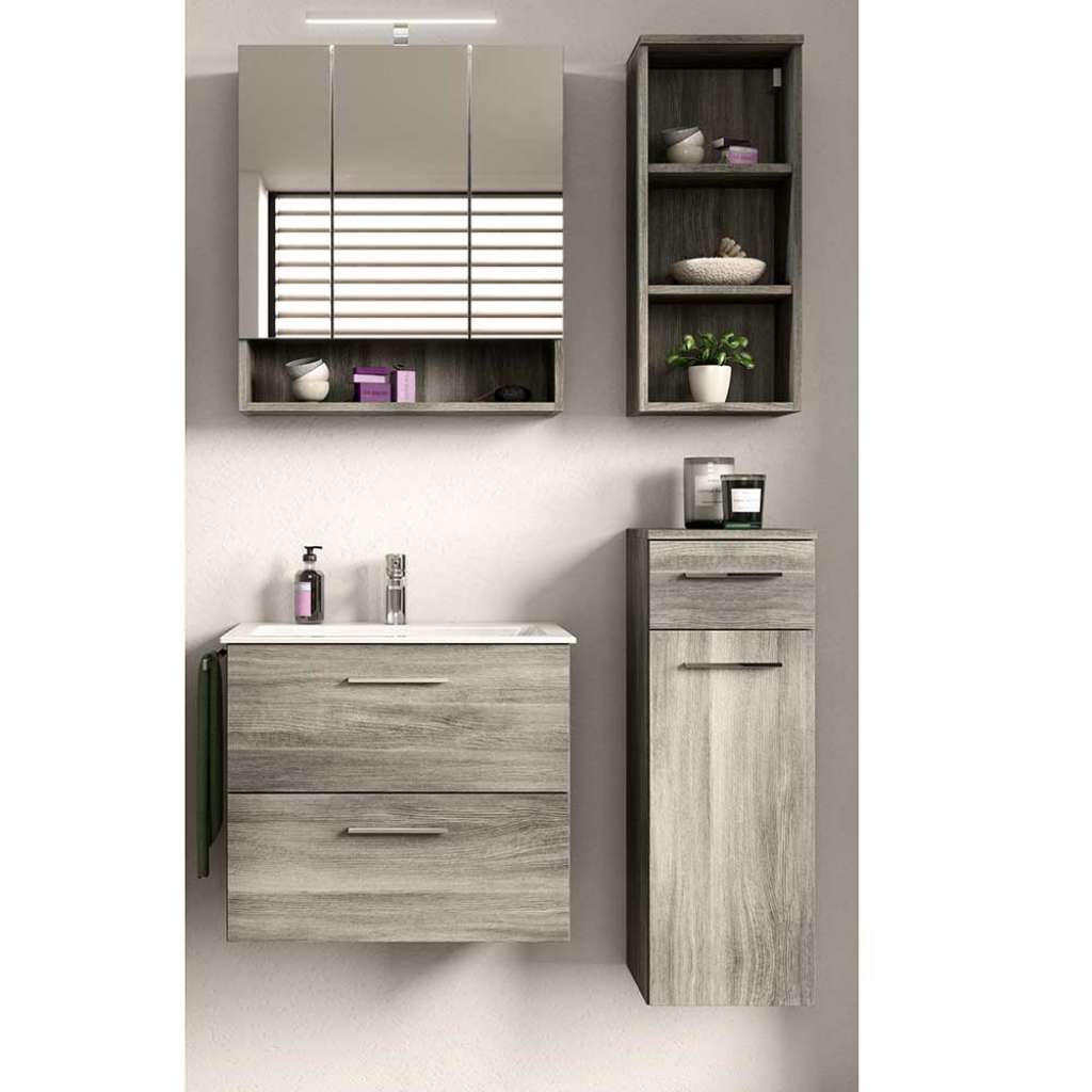 Badezimmermöbel Set schmal für die Wandmontage modernem Design (vierteilig)