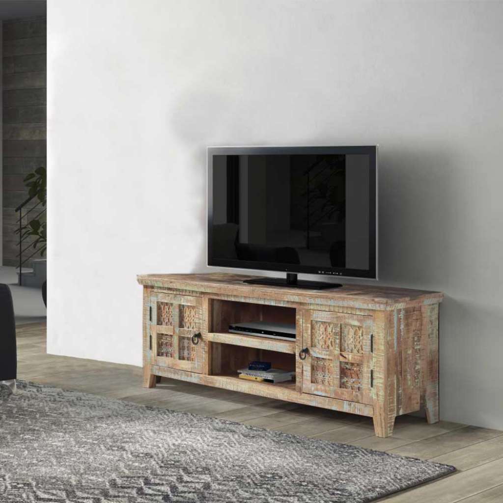 Shabby Chic Fernsehboard aus Massivholz 140 cm breit - 60 cm hoch