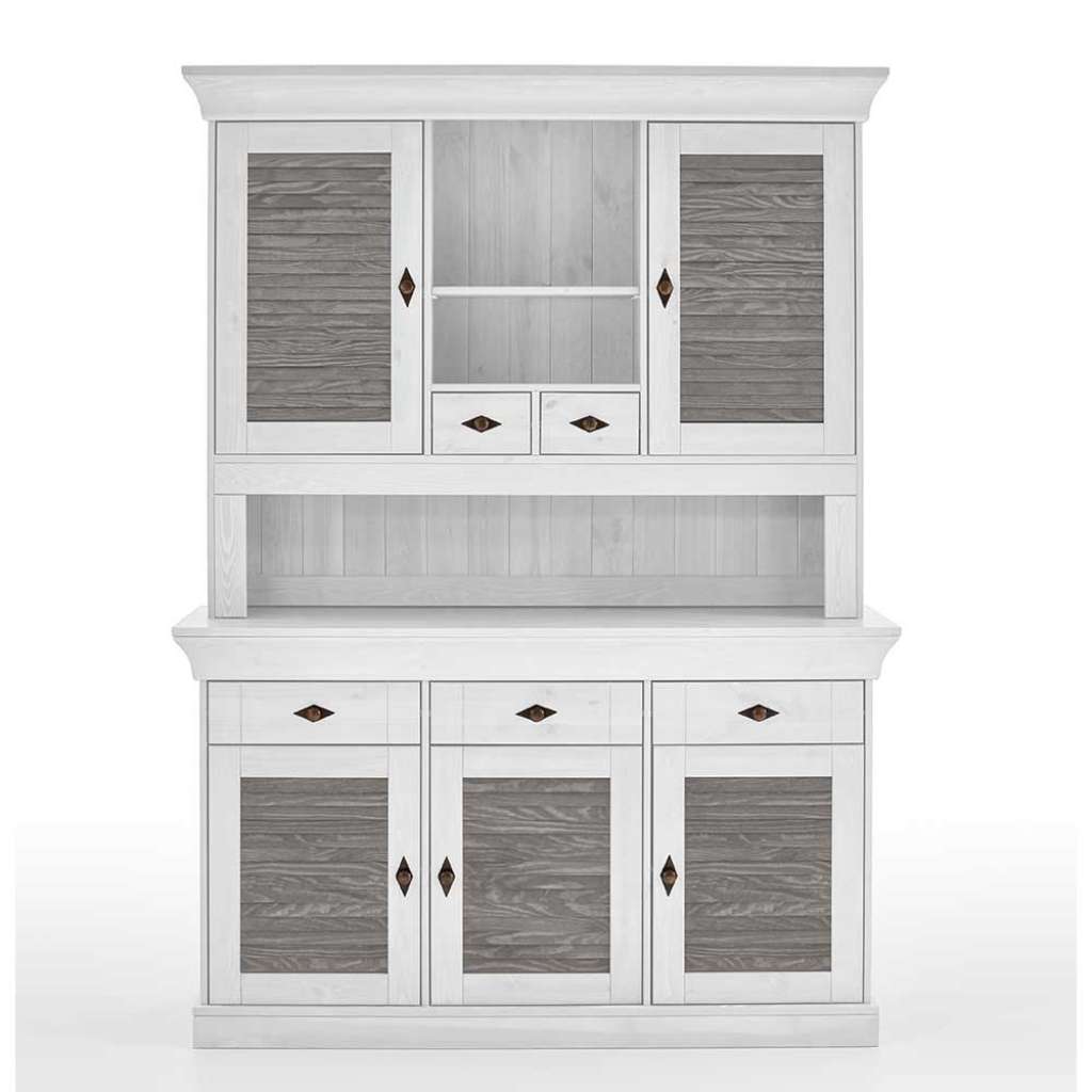 Landhaus Stil Küchenbuffet in Kiefer Grau und Weiß 197 cm hoch
