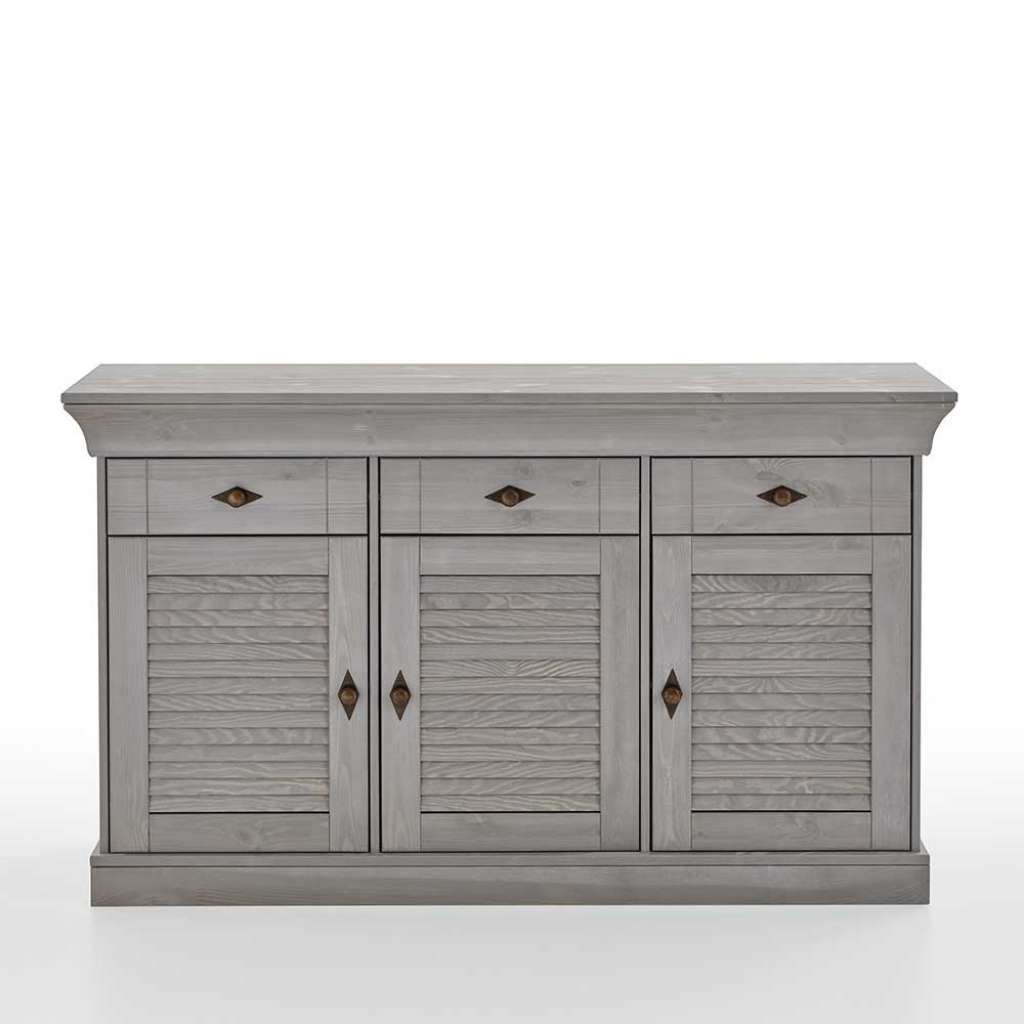 Holz Küchensideboard im Landhausstil Kiefer Grau