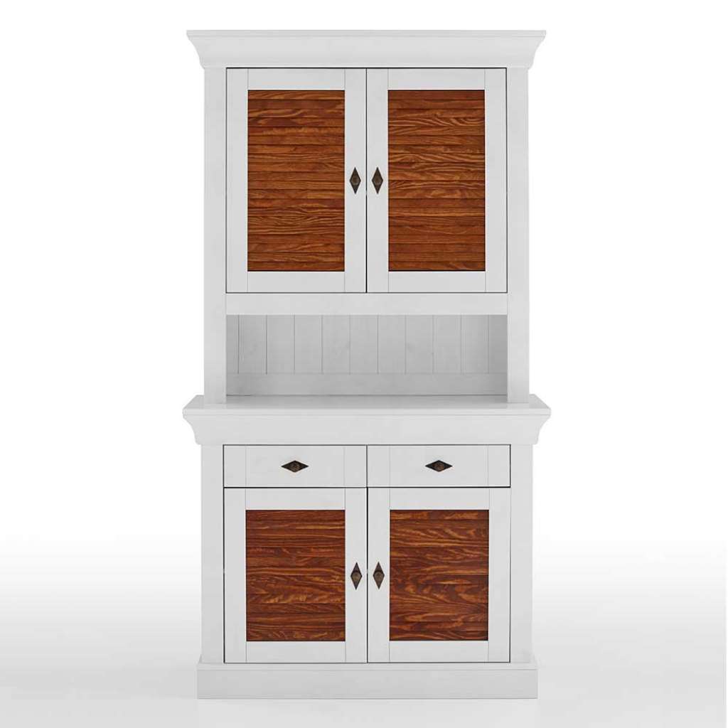 Esszimmer Bufettschrank in Weiß und Kiefer Bernsteinfarben Landhausstil