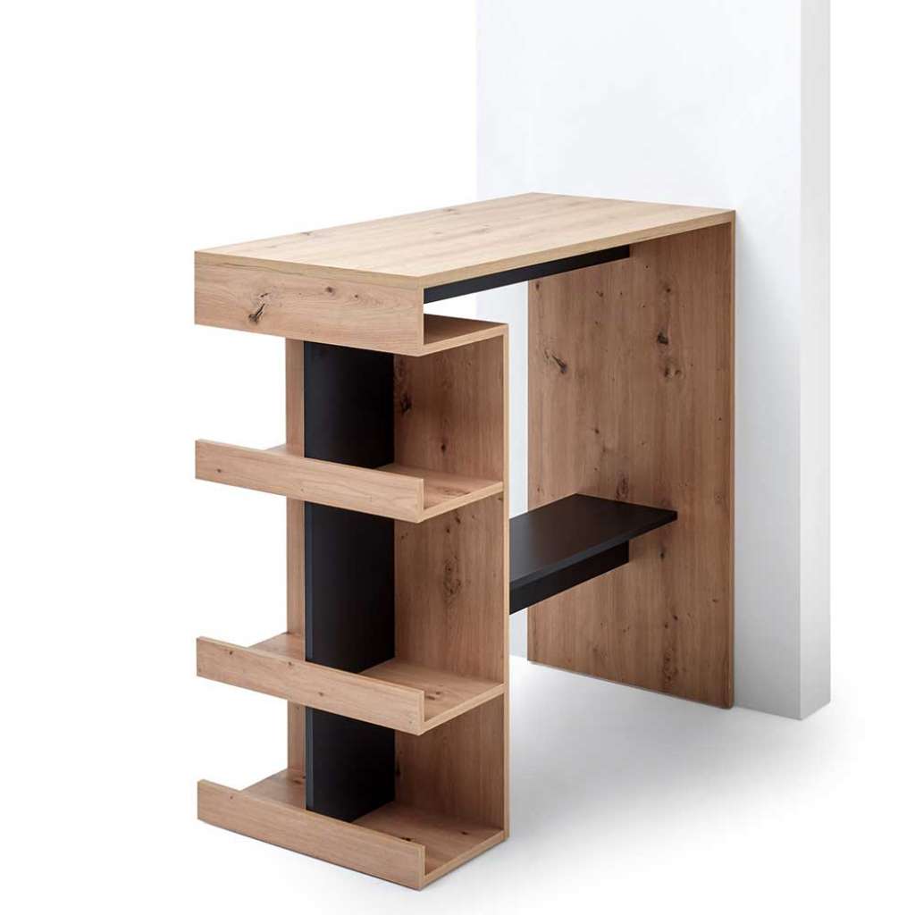 Tresentisch in Wildeichefarben und Schwarz 103 cm hoch