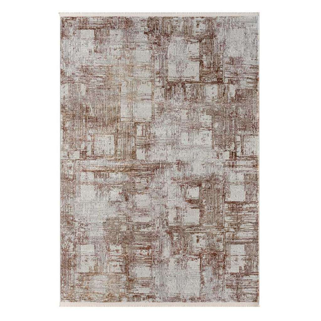 Kurzflor Teppiche modern in Cremefarben Terracotta