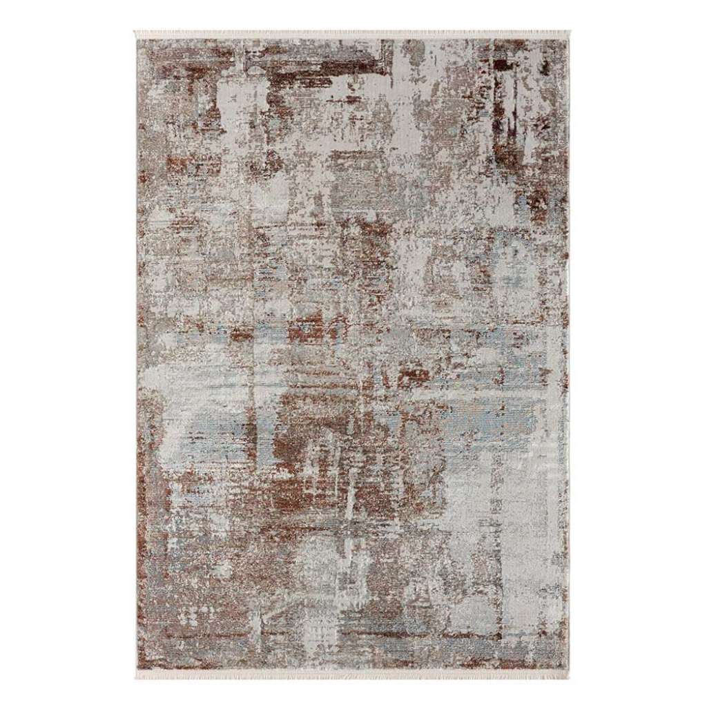 Moderner Teppich in Vintage Optik Hellgrau und Creme