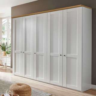 Landhaus Drehtürenkleiderschrank in Weiß Eiche Bianco