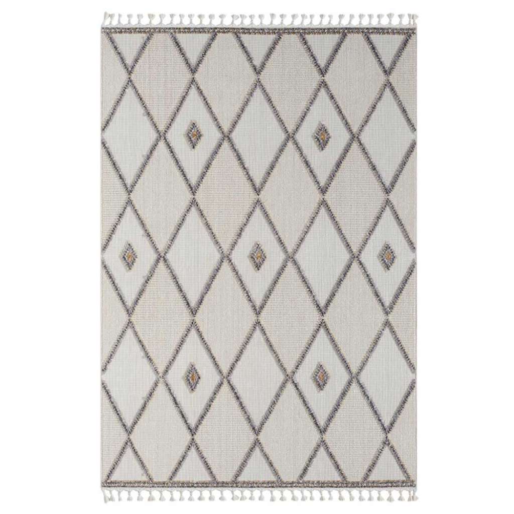 Sisaloptik Teppich in Beige - Grau - Cremefarben geometrischem Muster