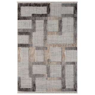 Struktur Teppich Kurzflor in Beige und Grau geometrischem Muster
