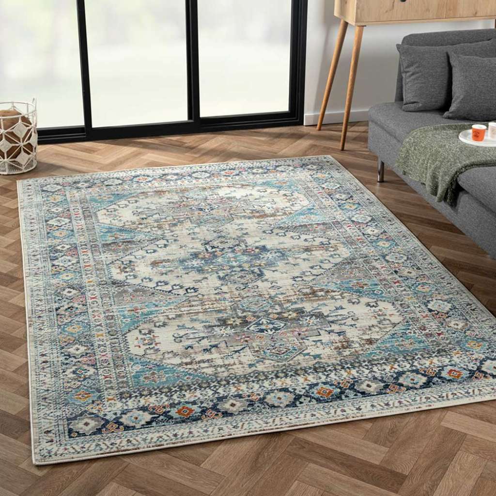 Orient Stil Vintage Teppich Mehrfarbig Kurzflor 170x240 cm