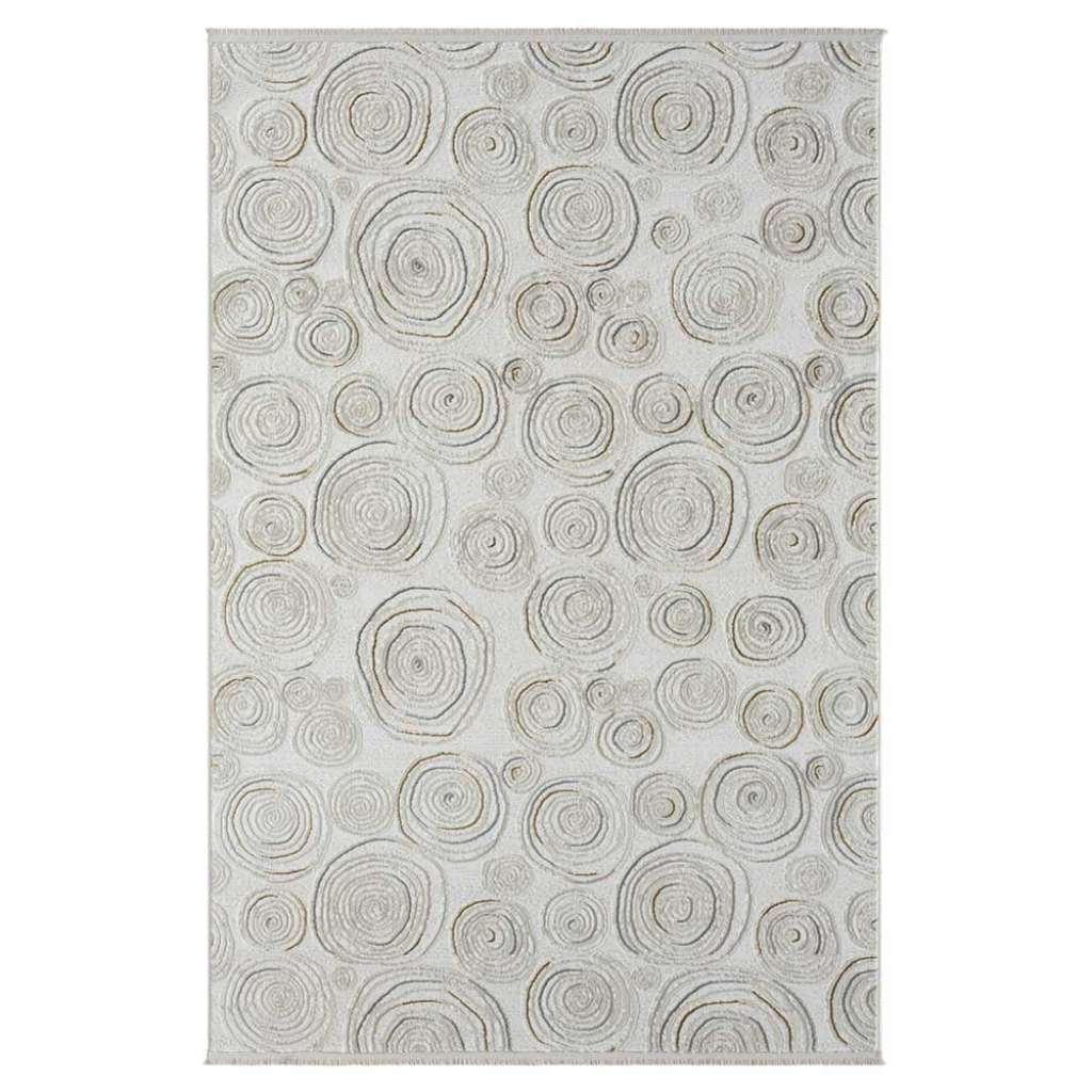 Heller Teppich rechteckig mit Ornament Muster Cremefarben und Beige