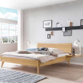 Holzbett massiv Eiche hell geölt 140x200 cm Liegefläche