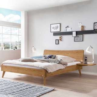 Wildeiche natur Bett geölt 140x200 cm optional mit Ablage