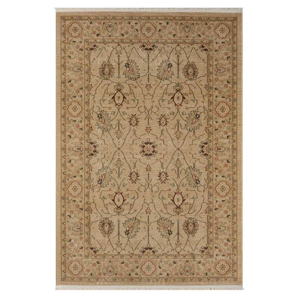 Heller Kurzflorteppich in Cremefarben und Beige orientalischen Stil