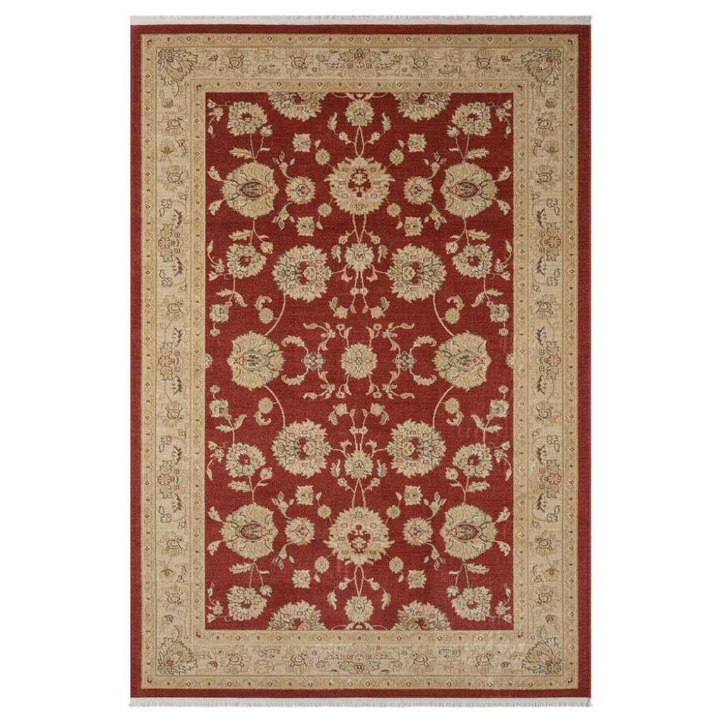 Kurzflorteppich orientalischer Stil in Dunkelrot Beige