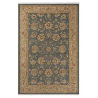 Kurzflorteppich Orient Stil mit floralem Muster Blau und Creme